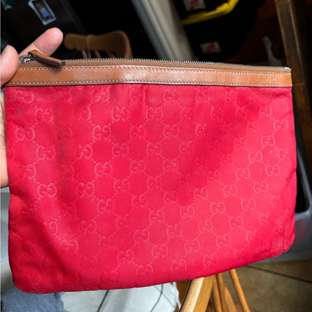 ❤️💲Gucci Red Cosmetic Nylon Large Bag ❤️💲 - Picture 4 of 12